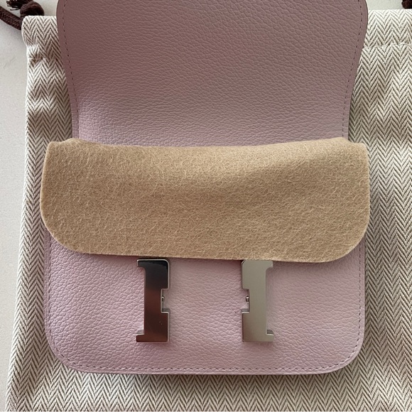 NEW Hermes Constance Slim Wallet Mauve Pale 2023 Authentic RARE - Picture 3 of 11